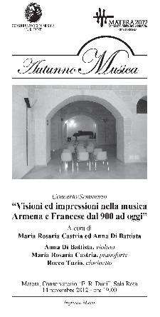 Visioni ed impressioni nella musica Armena e Francese dal 900 ad oggi - 14 novembre 2012 - Matera