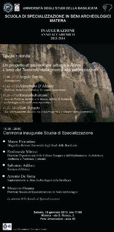 Scuola di Specializzazione in Beni Archeologici di Matera - 18 Gennaio 2014 - Matera