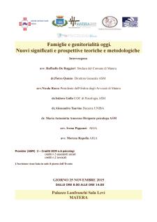 Famiglie e genitorialit oggi . 25 Novembre 2015 - Matera