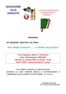 Far Vincere la legalit a partire dalla scuola - 27 Ottobre 2015 - Matera