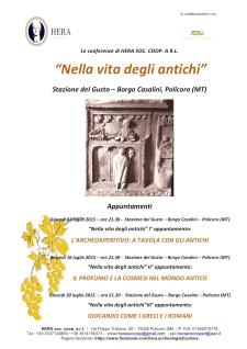 Larcheoaperitivo: a tavola con gli antichi - Nella vita degli antichi  - Matera