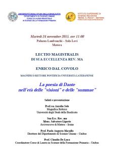 La poesia di Dante nell'et delle "visioni" e delle "summae"  - 24 Novembre 2015 - Matera