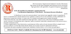 Assemblea di Costituzione e organizzazione del Coordinamento Regionale per l'Unit Rurale  - Matera