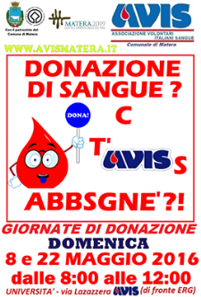 Avis: Giornata di donazione di sangue - Matera