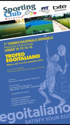 Primo Torneo Giovanile Maschile e Femminile Under 10/12/14/16 - Trofeo EGOITALIANO - Matera