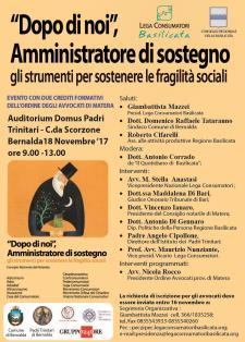 Dopo di noi, amministratore di sostegno: gli strumenti per sostenere le fragilit sociali - 18 novembre 2017 - Matera