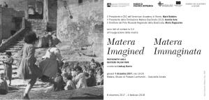 MATERA IMAGINED / MATERA IMMAGINATA - dal7 dicembre 2017 al 4 febbraio 2018 - Matera