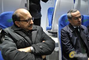 Da sinistra Cosimo Latronico e Matteo Colamussi. Presentazione nuovi treni Ferrovie Appulo Lucane - 4 aprile 2014 (foto SassiLand) - Matera